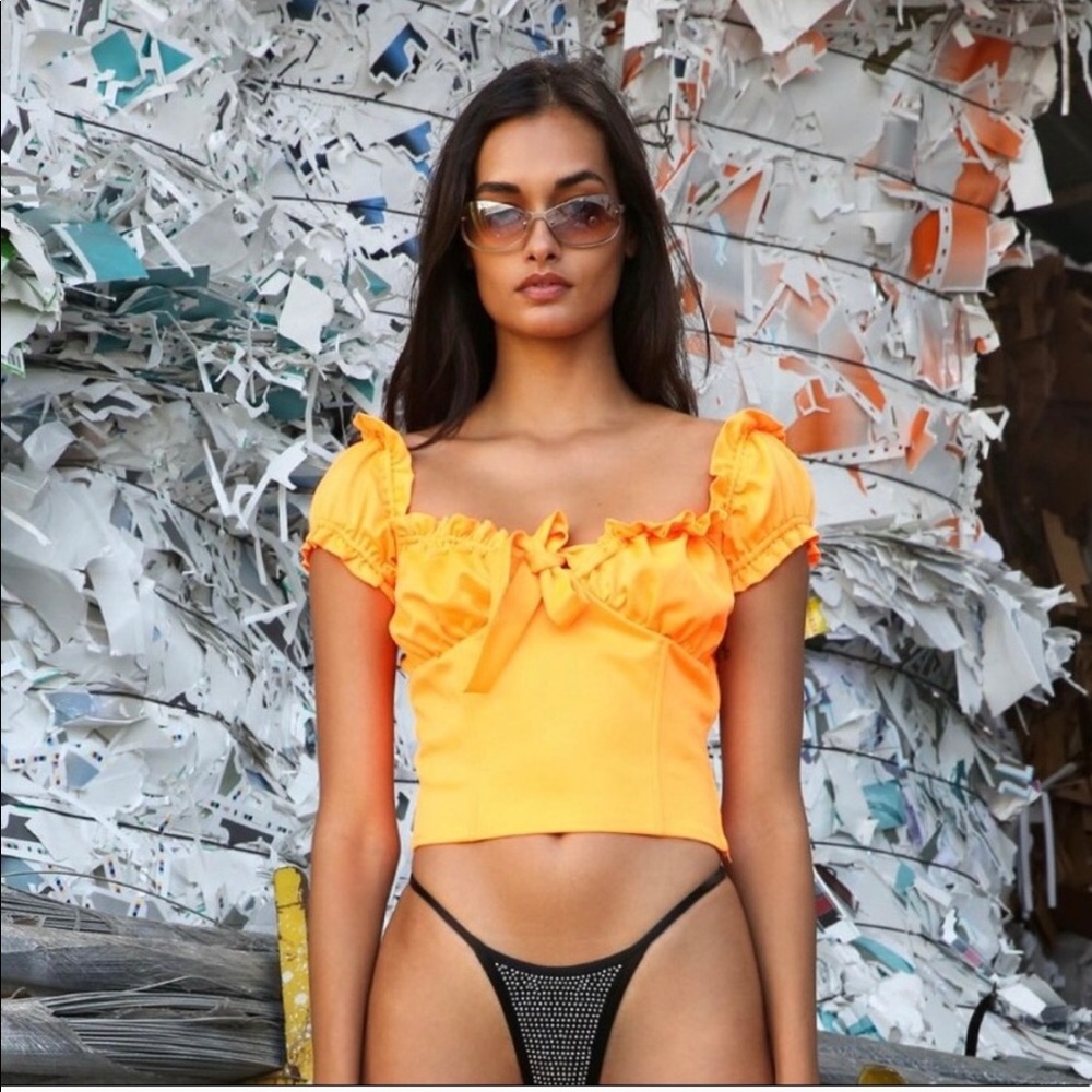 I. AM. GIA. Orange Cropped Naomi Corset Top